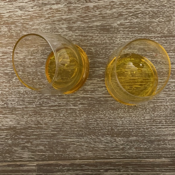 Bacardi Limon Round Bottom Set of Two Slant Top Gold Glasses - Picture 8 of 11